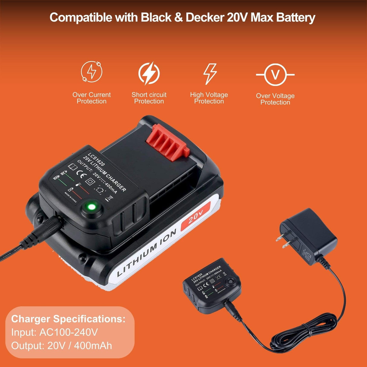 2 Packs 3.0Ah 20V Battery and Charger Combo Replacement for Black and Decker 20v Max 3.0Ah, LBXR20 LB20 LBX20 LBX4020 Cordless Power Tools with 20 Volt Output Battery Charger Battboozter