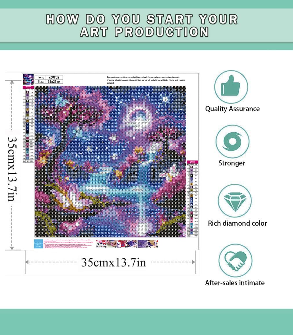 Lophomie Diamond Art Kits for Adults, 5D DIY Purple Landscape Diamond Painting Kits for Adults Beginners, Diamond Dots Kits Gem Arts Crafts for Home Wall Decor 14x14 Inch Lophomie