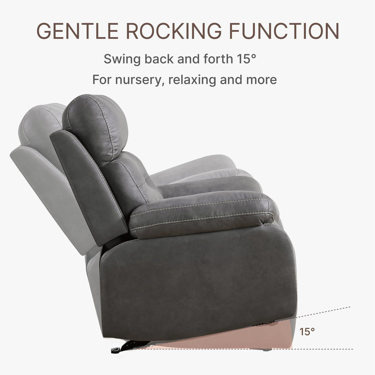 KISLOT Leather Recliner Chair Manual Sofa Rocker for Adults with Overstuffed Arm for Living Room Bedroom Home Theater Seating KISLOT