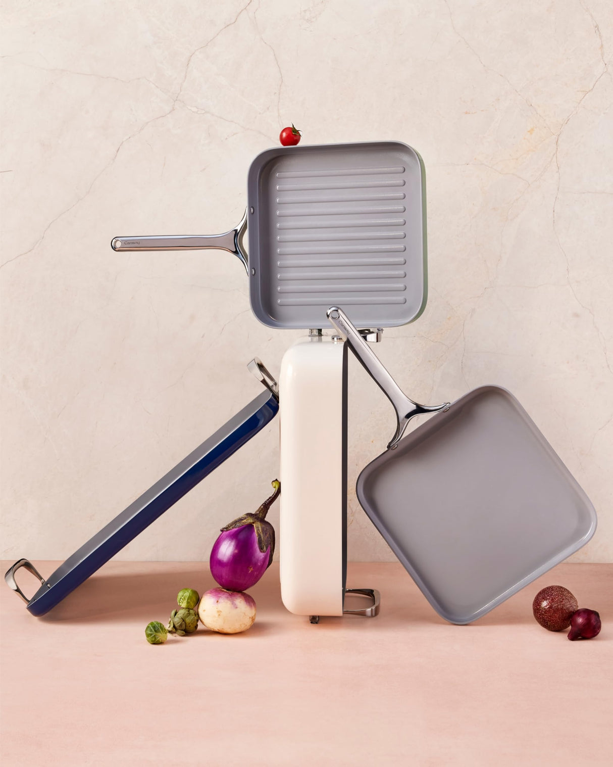 Caraway Square Grill Pan - 11” Grill Pan - Non-Stick Ceramic Coated - Non Toxic, PTFE & PFOA Free - Oven Safe & Compatible with All Stovetops - Navy Caraway