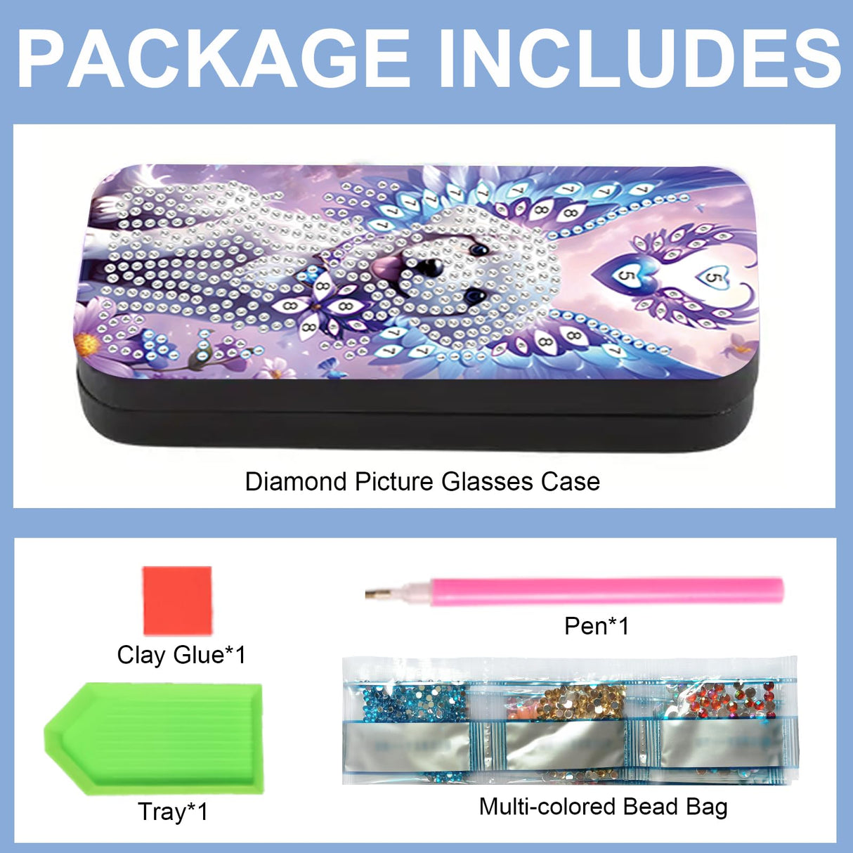 JZHYOAN DIY Diamond Painting Handmade 5D Sunglasses Holder Diamond Art Eyeglass Case Kit Dog Special Pattern Portable Storage Box for Gift Giving Indoor Outdoor Office Multi-Scenes JZHYOAN