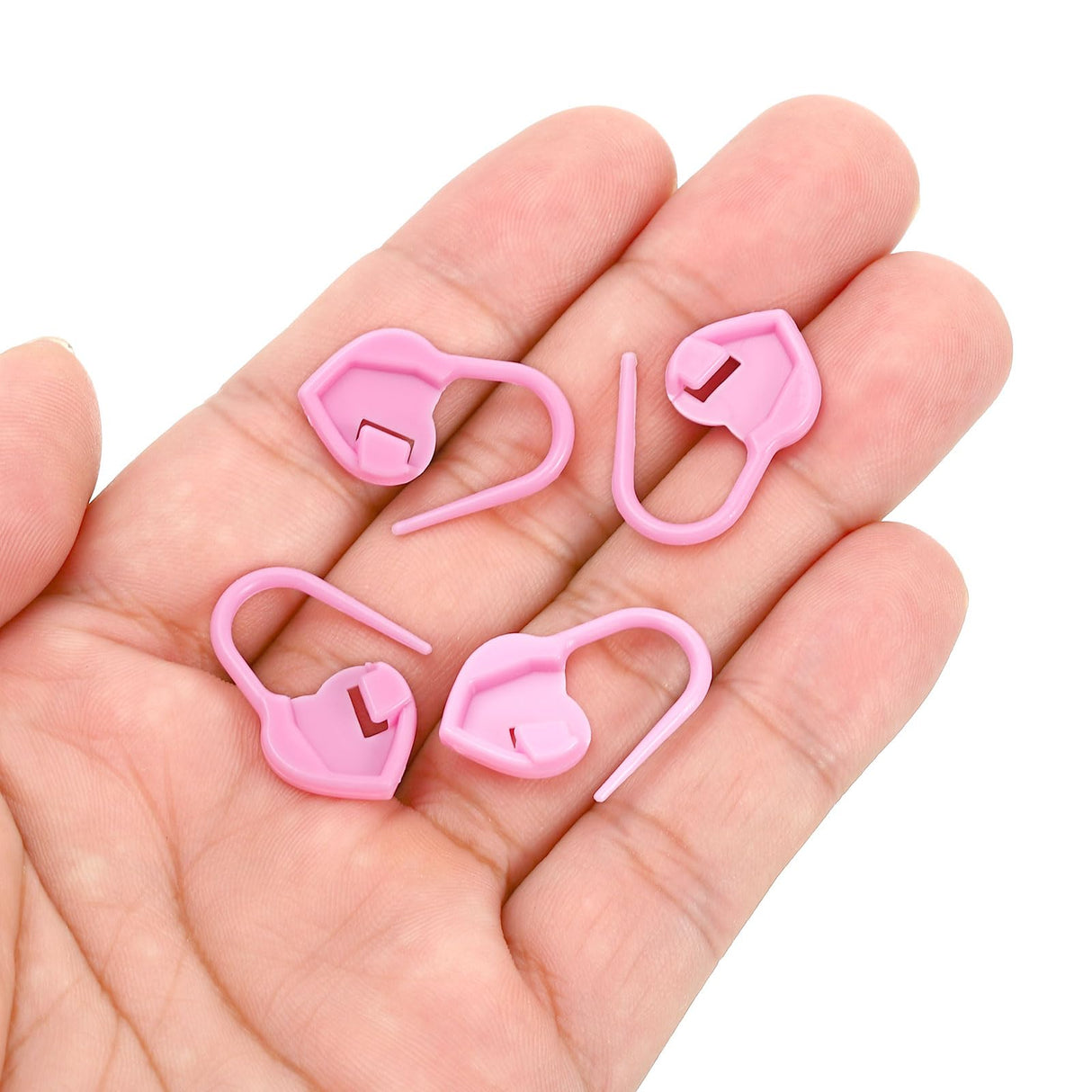 PATIKIL Crochet Stitch Markers, 100 Pack Plastic Knitting Markers Needle Pin Heart Locking Stitch Marker for Sewing Crocheting DIY Craft, Pink PATIKIL