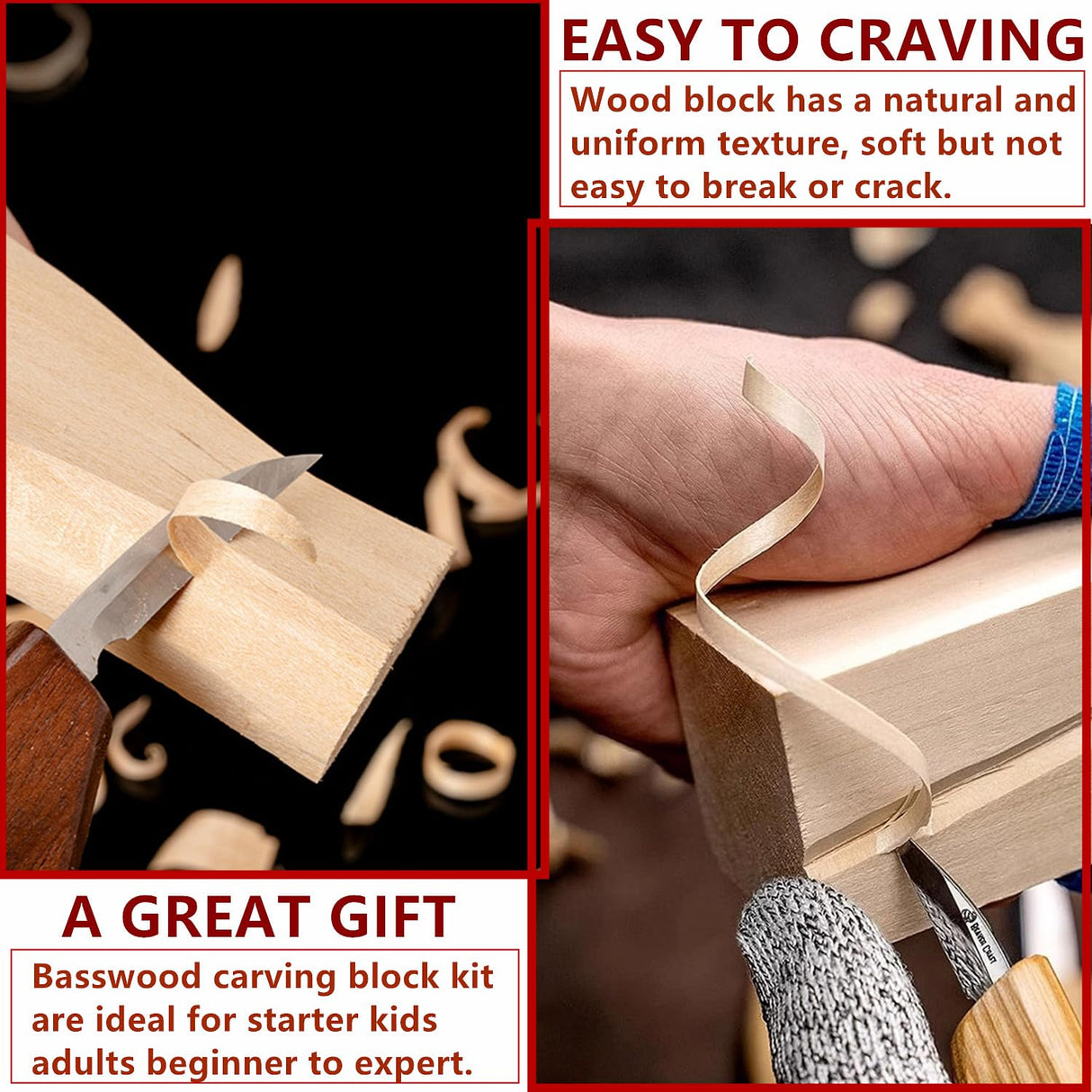 8PCS Basswood Carving Blocks, Unfinished Bass Wood Blocks for Carving Wood, Whittling Wood Carving Kit for Crafts goldhik