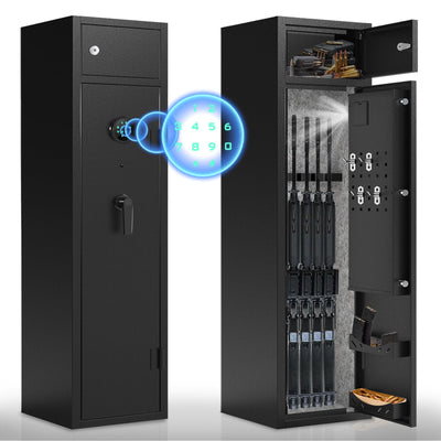 Karini 4-5 Gun Safe,Gun Safes for Rifles and Shotguns,Gun Safes for Home Rifle and Pistols,Quick Access Gun Cabinets,Rifle Safe with Storage Shelves