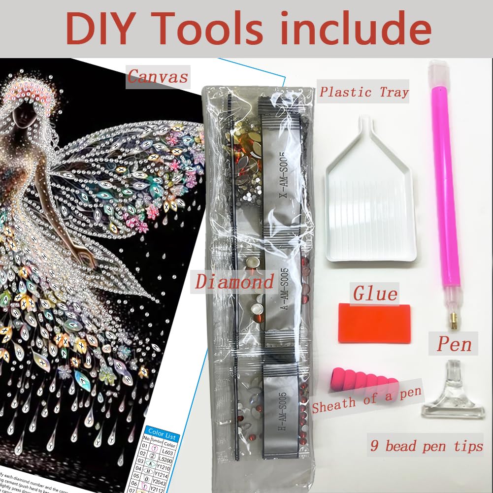 AMORARS Snow Fairy Diamond Art Kits for Adults, 5D Christmas Special Shape Diamond Painting Kits for Beginners - Crystal Rhinestones Diamond Painting Gem Art for Home Wall Decoration Gifts,12x12In AMORARS