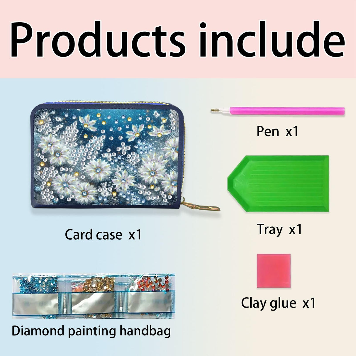 ARTopet 2Pcs Credit Card Holder Diamond Art Painting PU Wallet ID Card Case Zipper Anti-demagnetization Business Accordion Wallet Crafts Gift for Women Men Travel-02 ARTopet