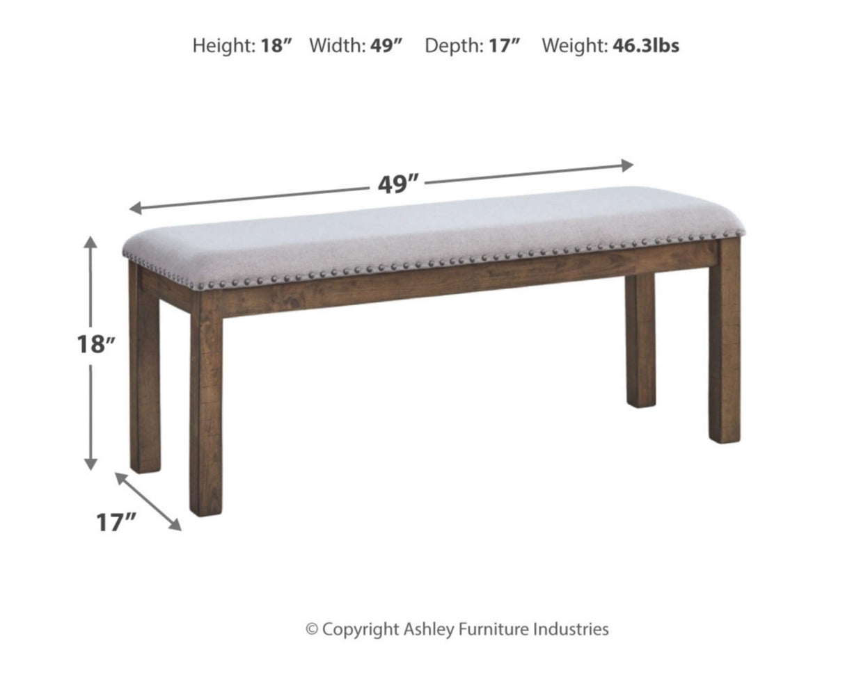 Signature Design by Ashley Moriville Casual Rustic Upholstered Dining Bench, Grey & Brown Signature Design by Ashley