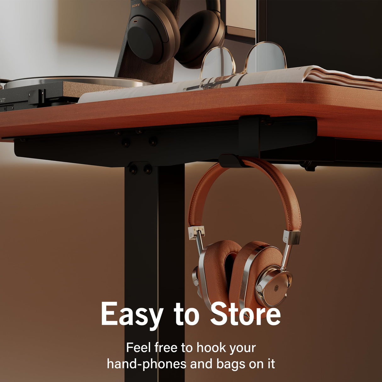 Monomi Electric Standing Desk, 55x28 Inches Adjustable Height Desk, Home Office Sit Stand Up Desk (Black Frame/Cherry Top) Monomi