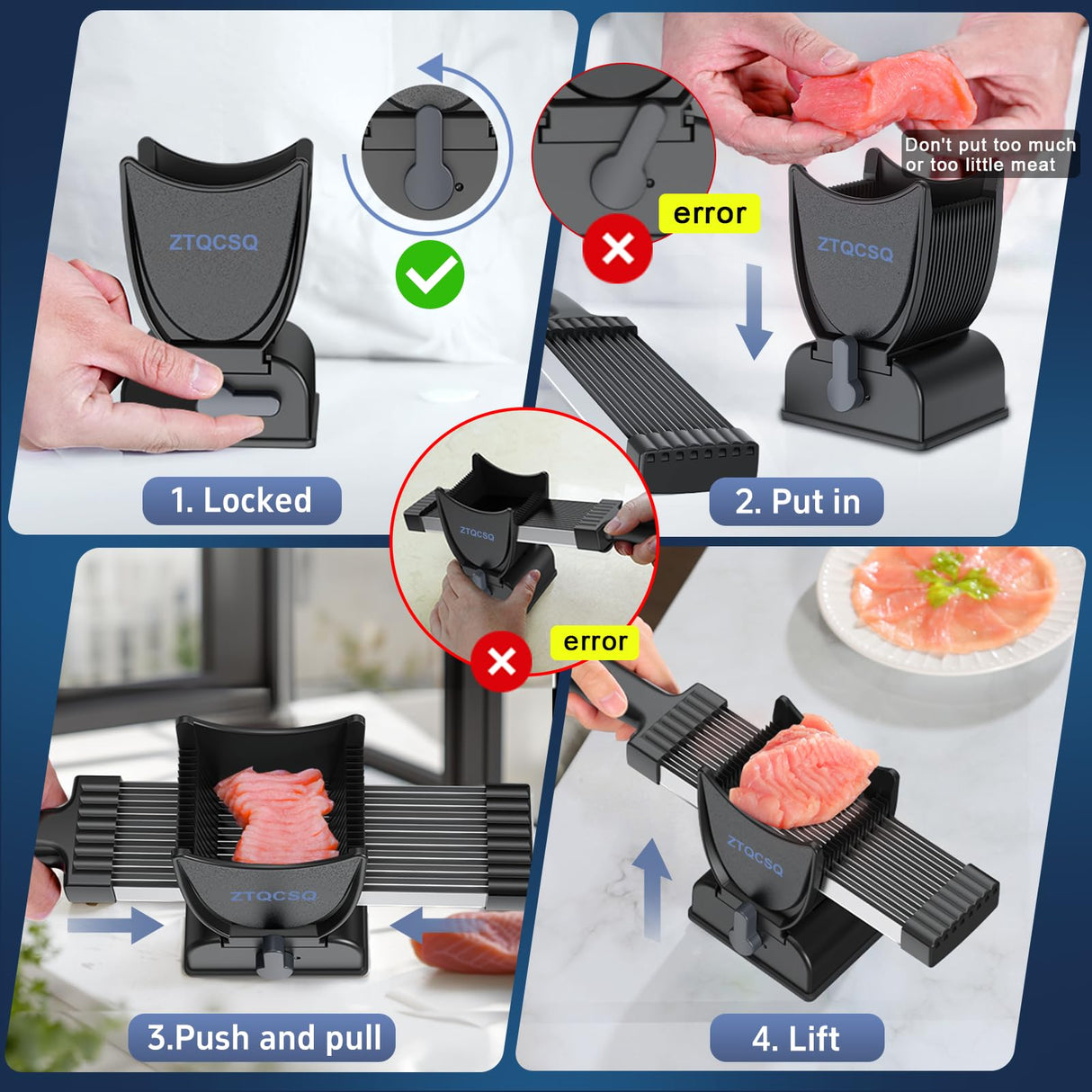 2025 Fresh Meat Slicer Cleaver, Thickness Adjustable 2 or 4 mm, Manual Fresh Meat Cutter, Fresh Meat Slicing Shredding, Fresh Beef Pork Mutton for Home Cooking BBQ Hot Pot Meat Slicer ZTQCSQ