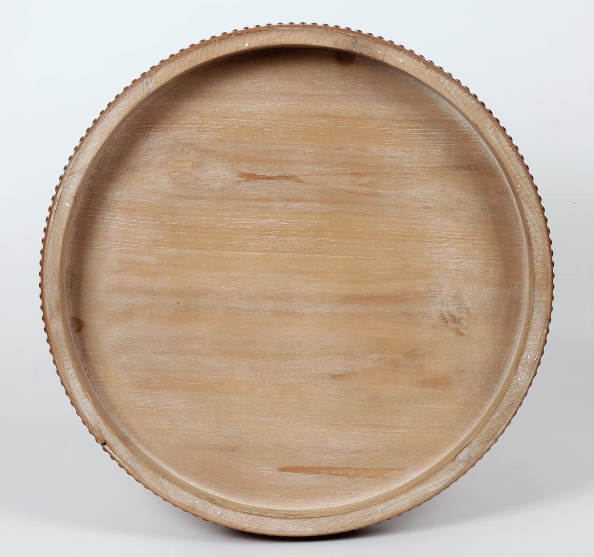 Carah & Cossh Round Wooden Serving Tray, Whitewashed Round Decorative Wood Tray, Round Farmhouse Rustic Decorative Tray, Perfect for Storage and Display (Brown) Carah & Cossh