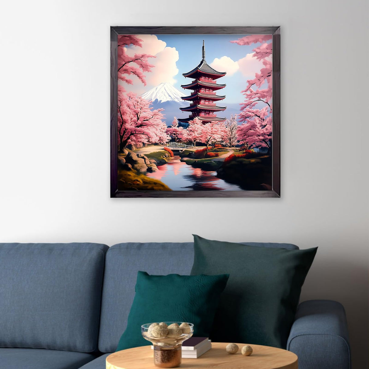 CEOVR Japan Chureito Pagoda Mt.Fuji Diamond Painting Kits, Cherry Blossoms Scenery Diamond Art Dots for Adult Beginner, 5D Full Drill DIY Crystal Gem Art, Wall Decor for Home Office 12x12in CEOVR