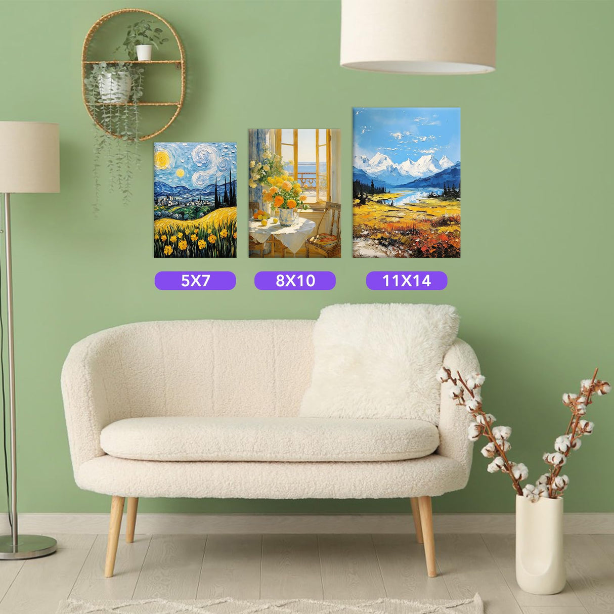 ESRICH Stretched Canvas for Painting, 24 Multi Pack 11x14, 8x10, 5x7(8 of Each) Blank Canvases for Painting, Primed Paint Canvas for Oil Paint, Acrylic Paint, for Beginners, Artists. ESRICH