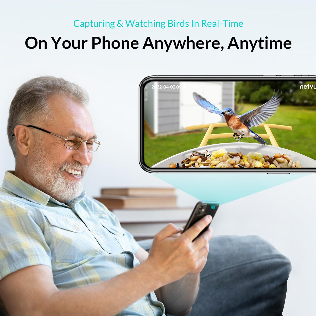 NETVUE Birdfy AI - Smart Bird Feeder with Camera with Solar Panel, Free AI Forever, Auto Capture & Identify 6000+ Bird Species, Bird Videos for NETVUE