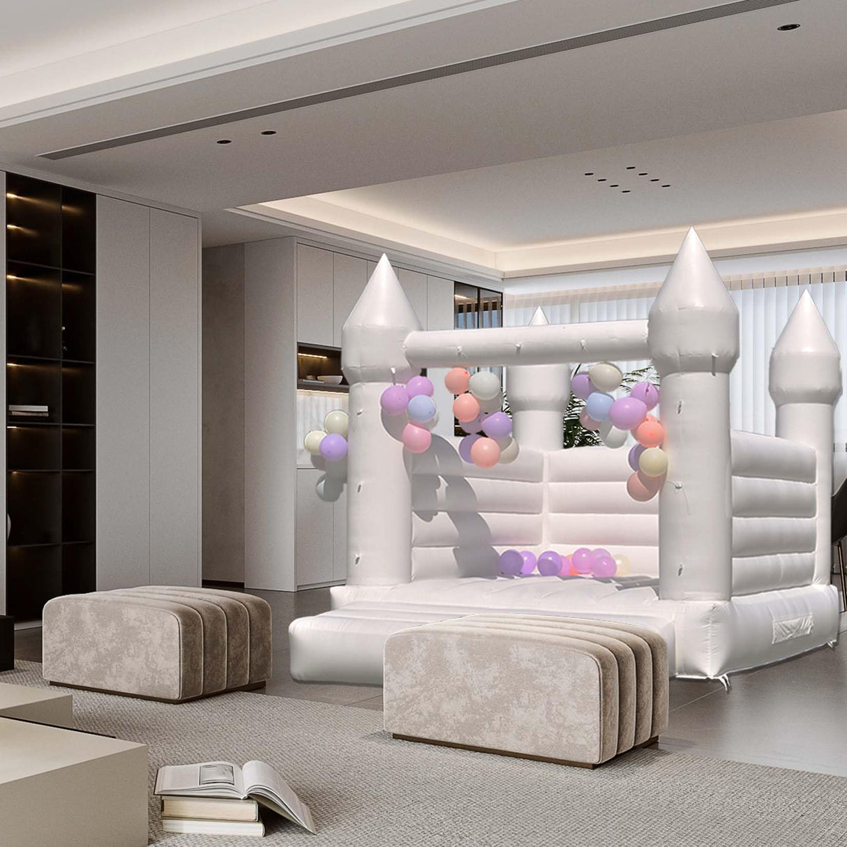 White Bounce House 13x12x10 FT Inflatable PVC Commercial Bounce Castle House for Wedding Birthday Party Indoor Outdoor with Blower Ninghaovov