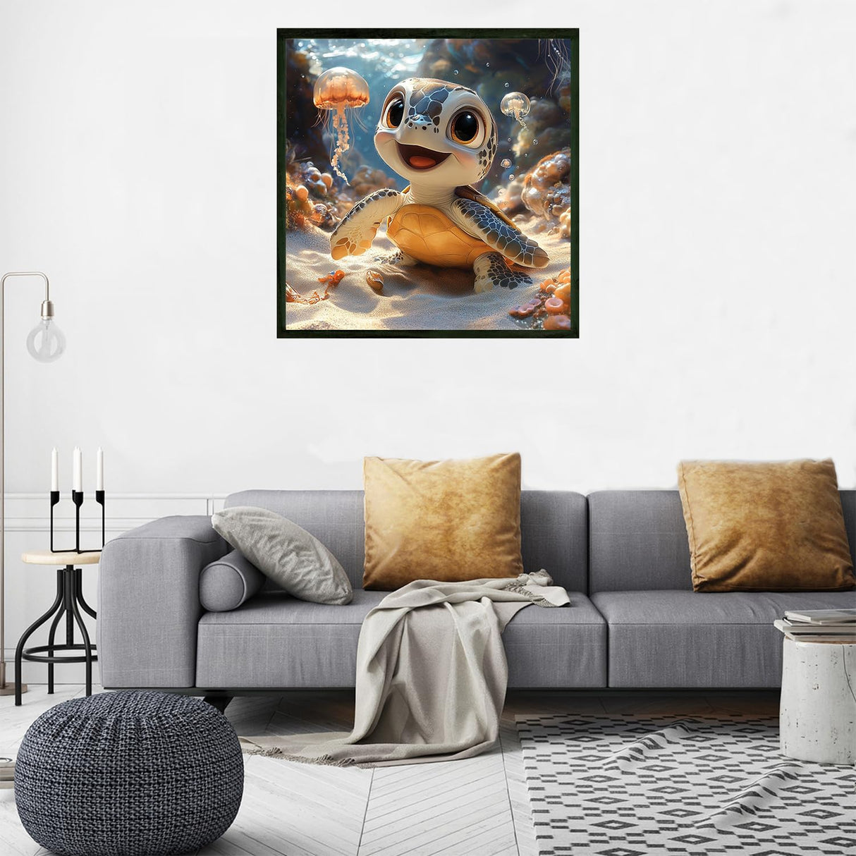 NWQZBYHT Sea Turtle Diamond Art Kits for Adults,Jellyfish 5D Diamond Painting Kits for Beginner,DIY Round Full Drill Diamond Dots,Gem Painting Kit for Adults Crafts Home Wall Decor 13.78x13.78 Inch NWQZBYHT