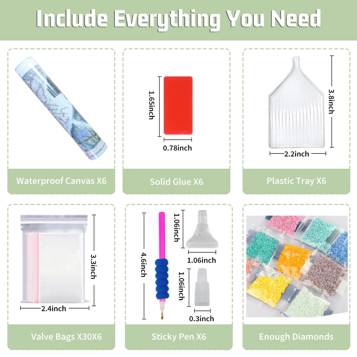 6 Pack Inspirational Diamond Painting Kits for Adults, Diamond Art Kits for Adults, DIY 5D Diamond Painting Kits for Beginners Home Wall Decor 12x16inch Mandun