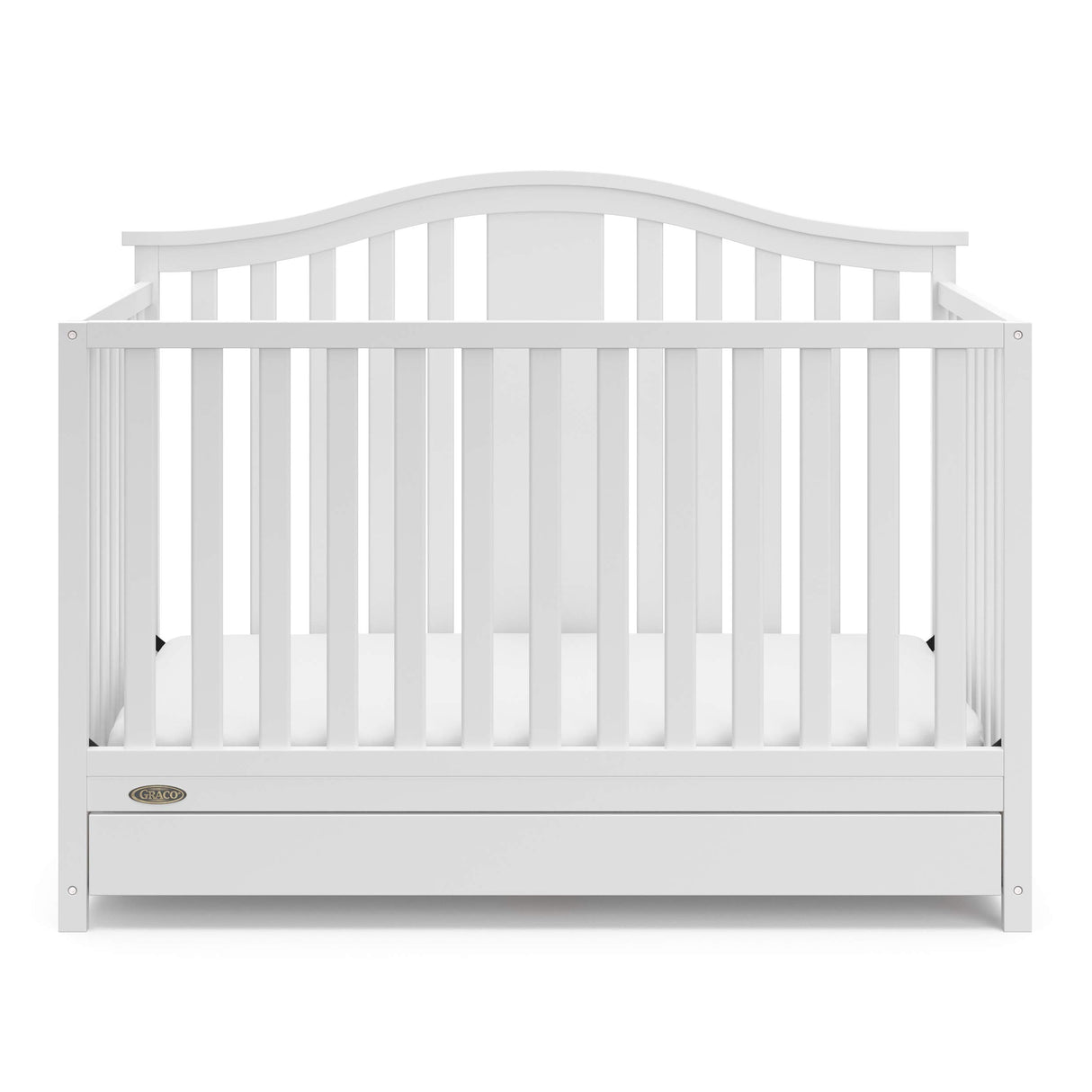 Graco Solano 4-in-1 Convertible Crib with Drawer Combo (White) – GREENGUARD Gold Certified, Includes Full-Size Nursery Storage Drawer, Converts to Toddler Bed and Full-Size Bed Graco