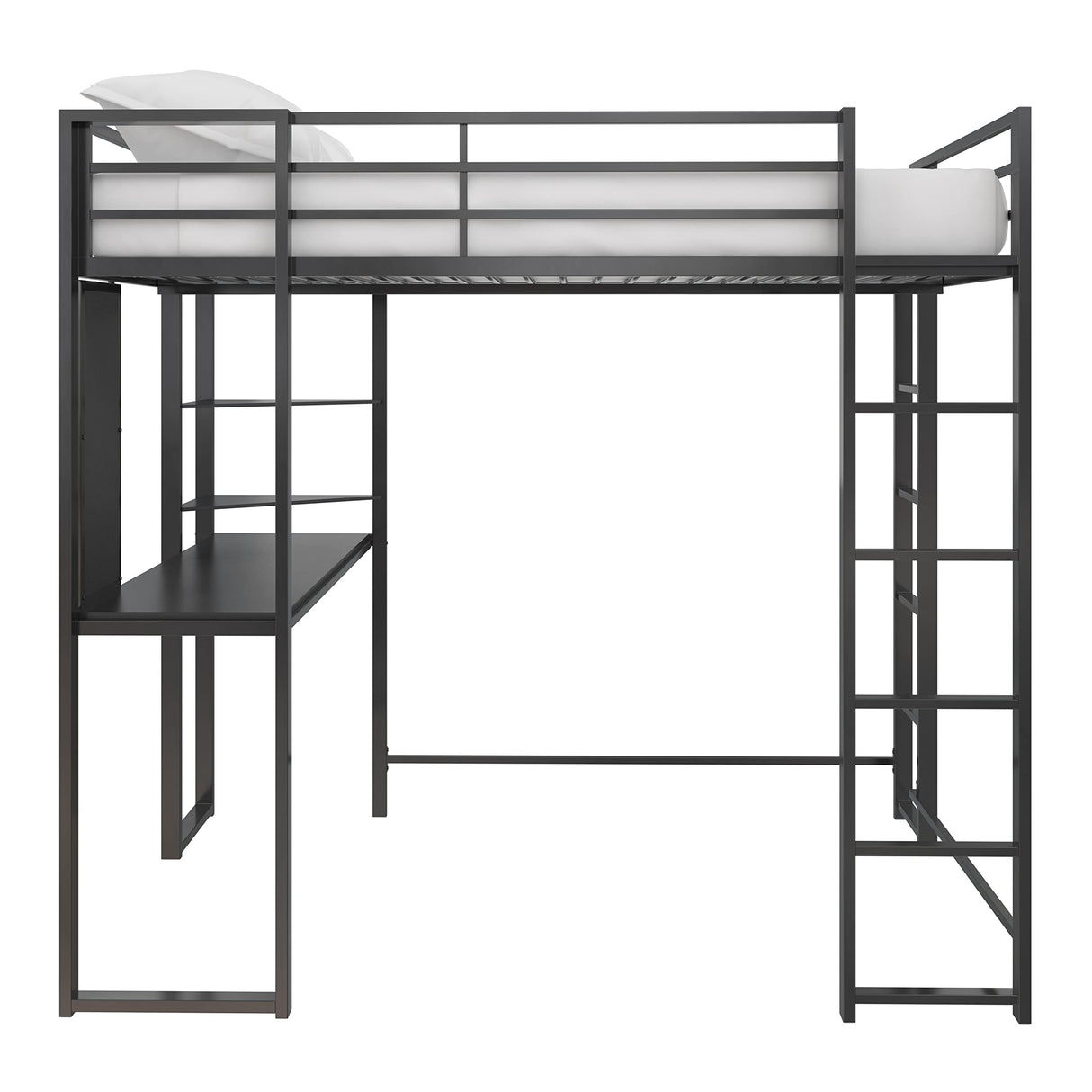 DHP Abode Full Size Metal Loft Bed, Black DHP