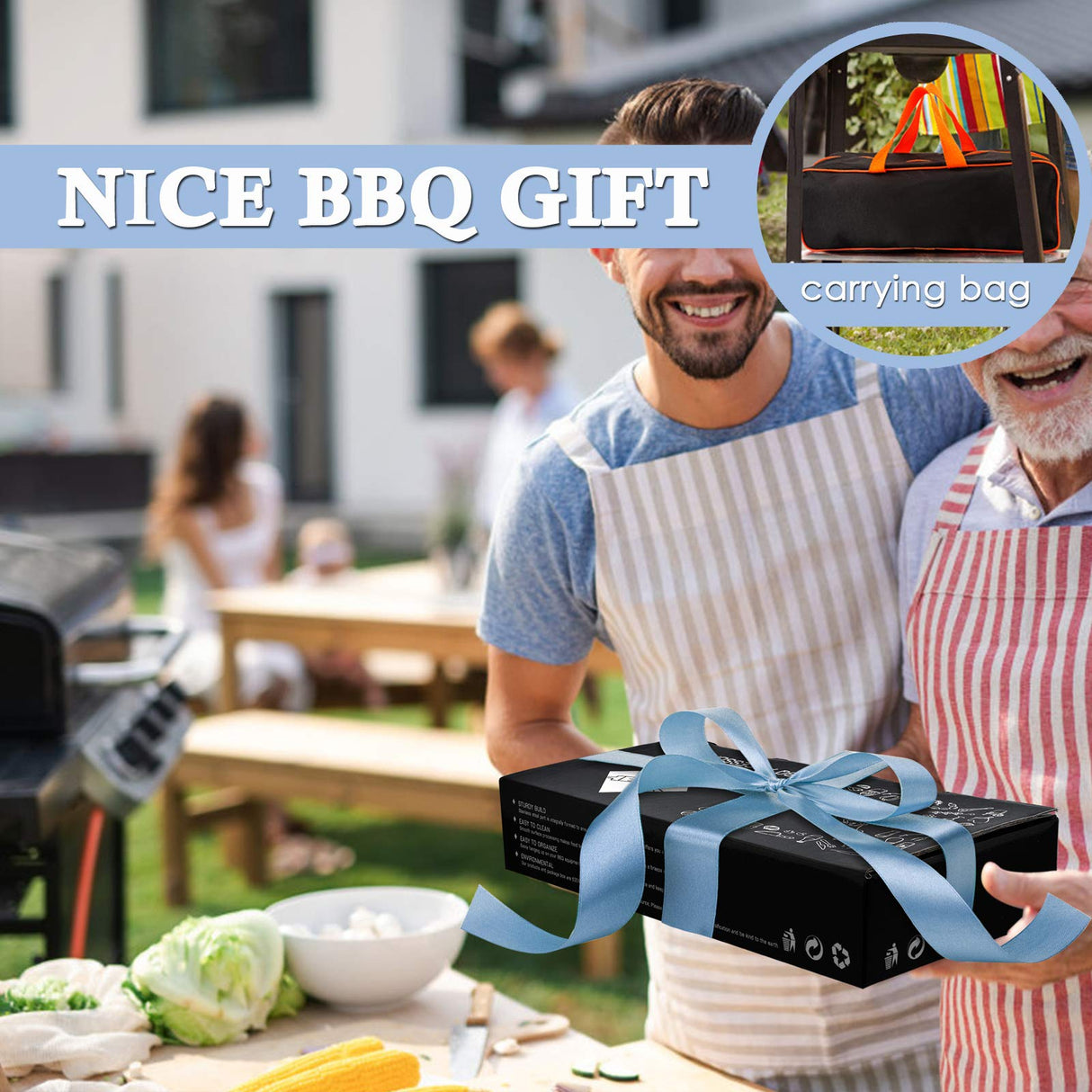 HaSteeL BBQ Grill Accessories Set of 7, Stainless Steel Grilling Tools Set with Storage Bag, Heavy Duty Grill Spatula, Tong, Fork, Basting Brush, Cleaning Brush, Dishwasher Safe & Man’s Gift HaSteeL