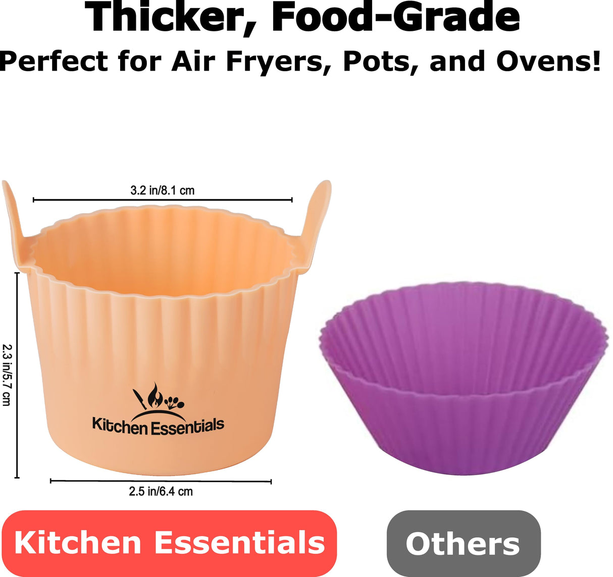 Air Fryer Baking Ramekins – Premium Food-Grade Silicone Mold Cups – Easy Release Nonstick Bakeware Set, 4-Pack for Eggs, Muffins, Cupcakes, Puddings, Tarts, Custards, and More! Kitchen Essentials