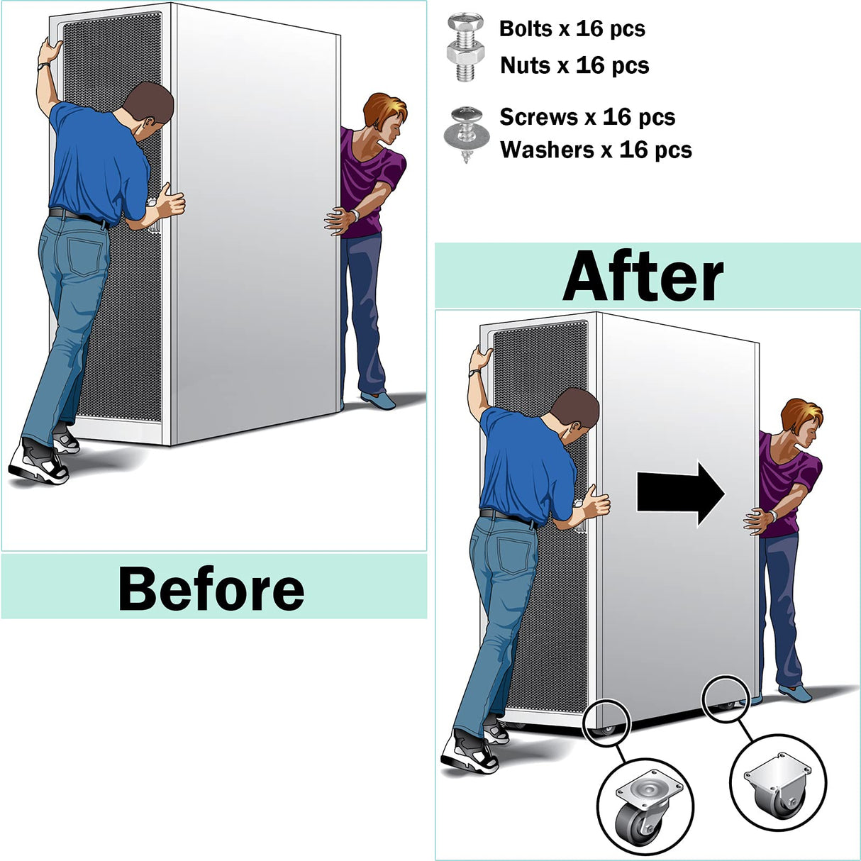 Casters Wheels Set of 4 Heavy Duty Swivel Casters 2" Double Locking Castor Wheels Set with Brake Industrial Polyurethane Metal Wheels for Workbench, Furniture, Cabinet, Wood Box, Outdoor Plate Casters GcFoir