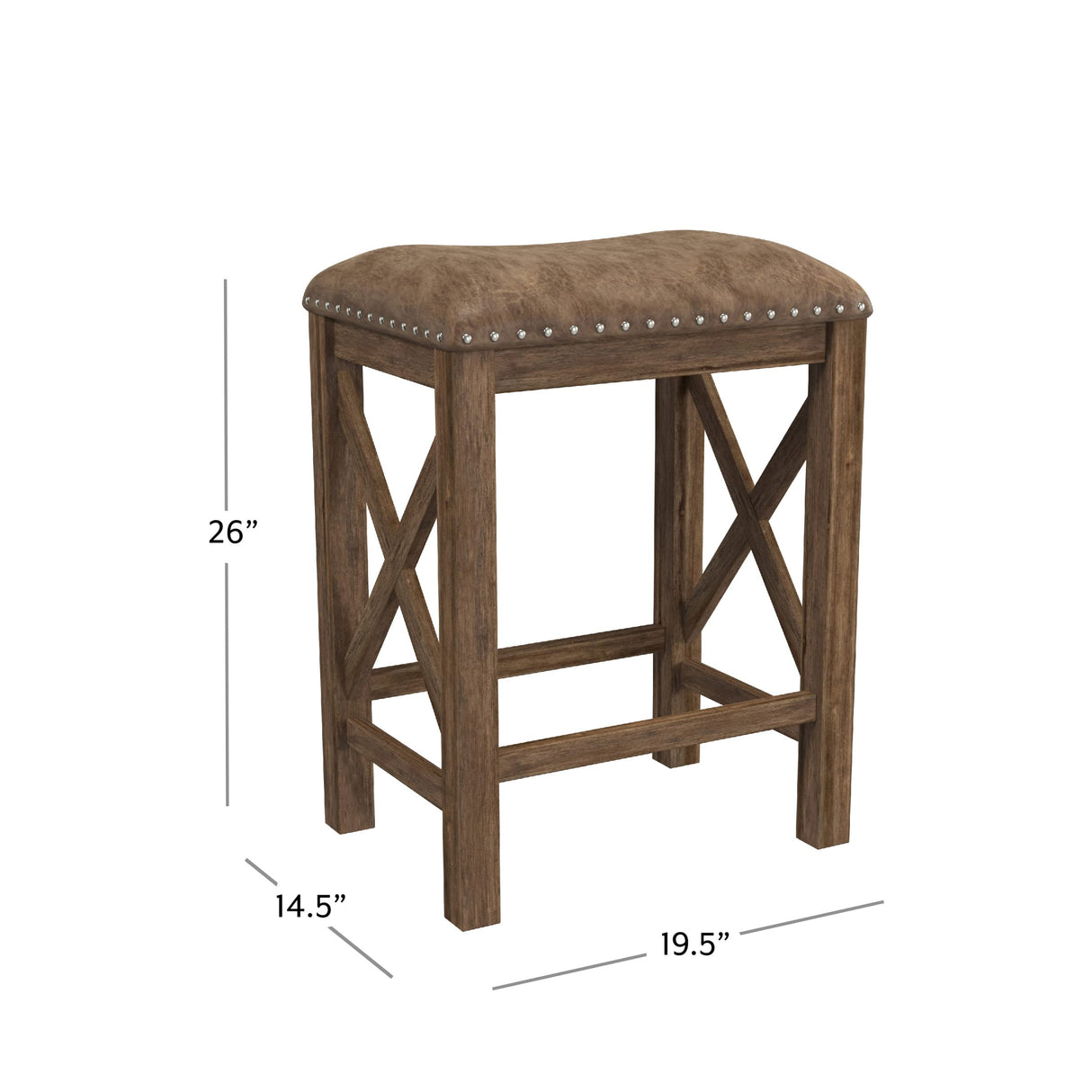 Hillsdale Furniture Willow Bend Stationary Backless Counter Height Stools, Set of 2, Antique Brown Walnut Hillsdale