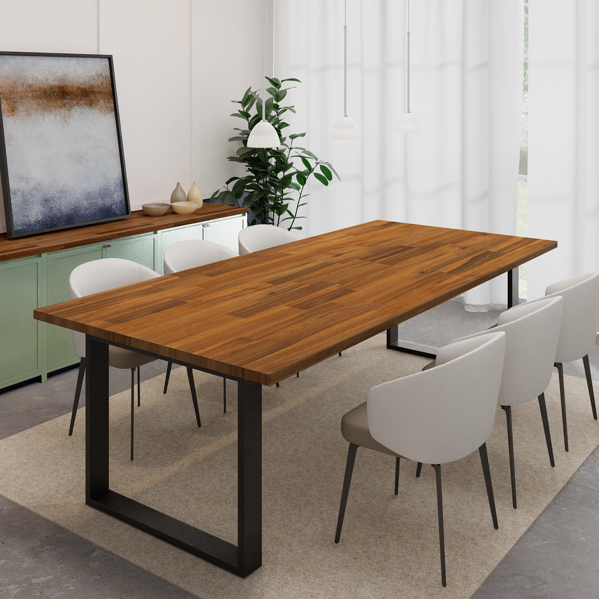 Howizz 55 x 28 in. Solid Wood Table Top, Dark Walnut Stained Acacia Desktop for Standing Desk/Office Tabletop/Countertop, 1in. Thick Howizz