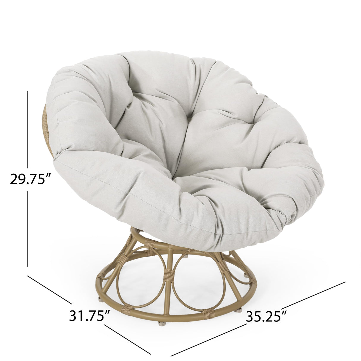 Rpuzonier Wicker Papasan Chair with 360-Degree Swivel Base, Papasan Lounge Chair with Soft Cushion and Sturdy Frame, Swivel Papasan Chair Circle Chair for Living Room, Bedroom, Reading Room Rpuzonier