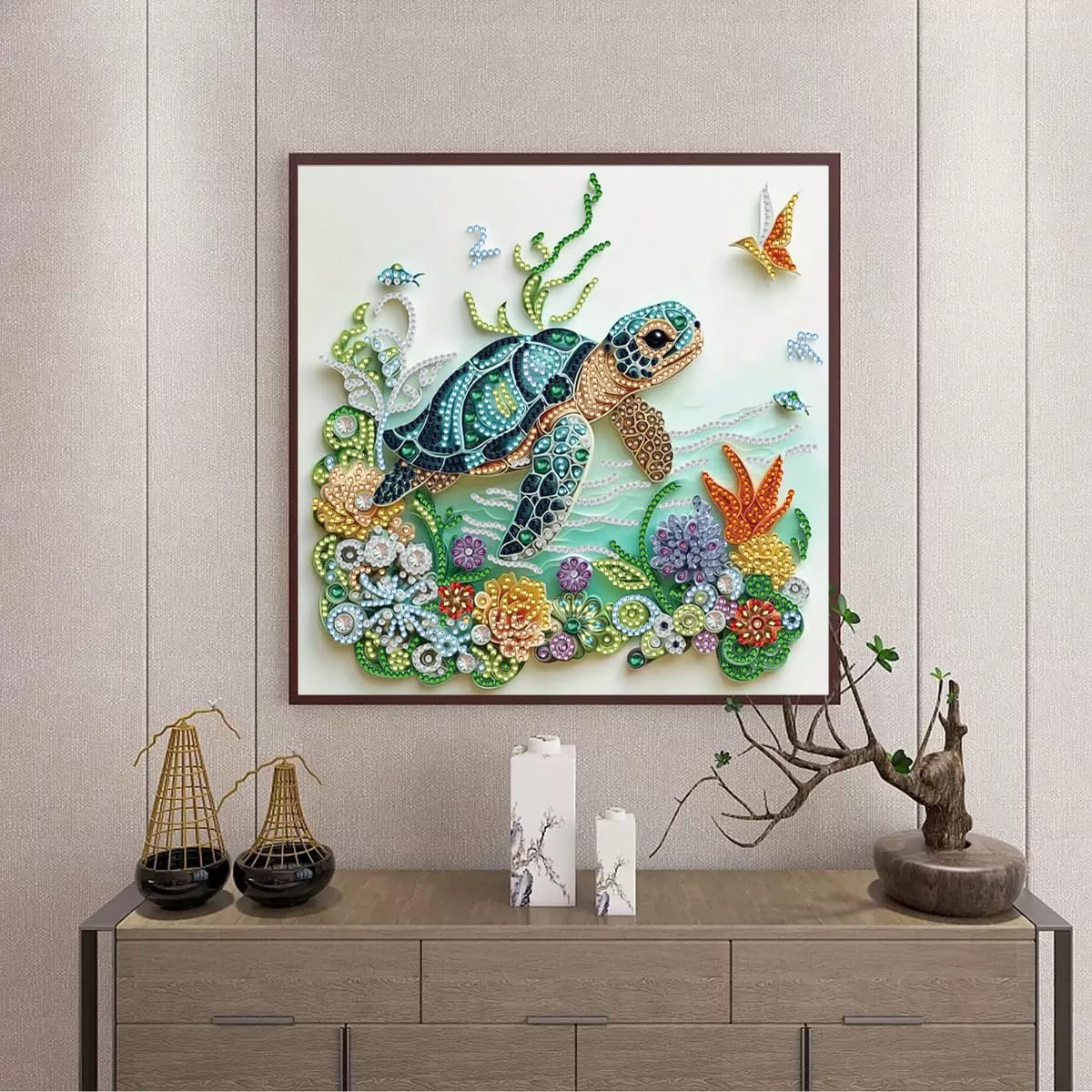 EOYDKAP Sea Turtle Diamond Art Kits for Adults, Diamond Painting Kits for Beginners, Easy Diamond Art for Home Wall Decor, Special Shaped Diamond Painting 11.8x11.8inch EOYDKAP