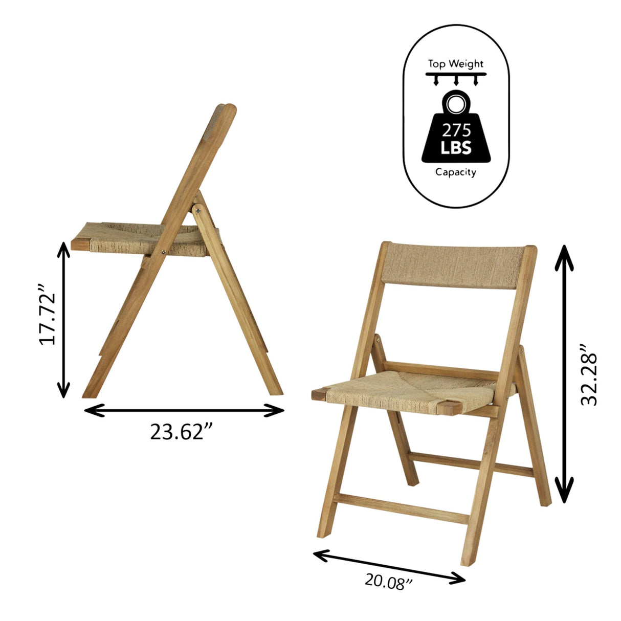 JONATHAN Y FLD1002A-SET2 Kiawah Coastal Modern Wood Woven Seagrass Folding Chair Transitional, Bohemian, Classic, Scandinavian, Minimalist, Mid-Century, Natural (Set of 2) JONATHAN Y