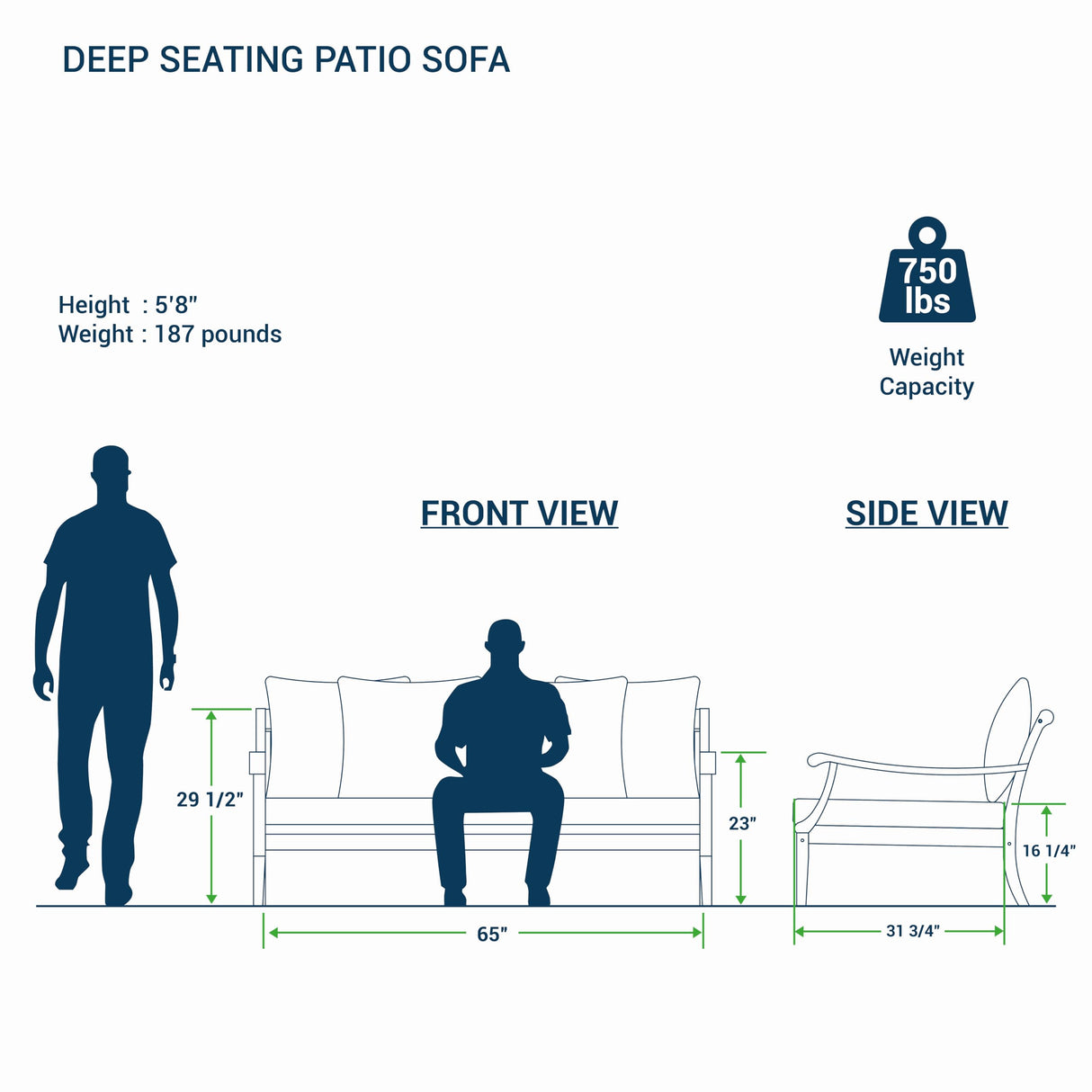 Cambridge Casual Robin Teak Wood Outdoor Sofa Daybed with Oyster Cushion Cambridge Casual