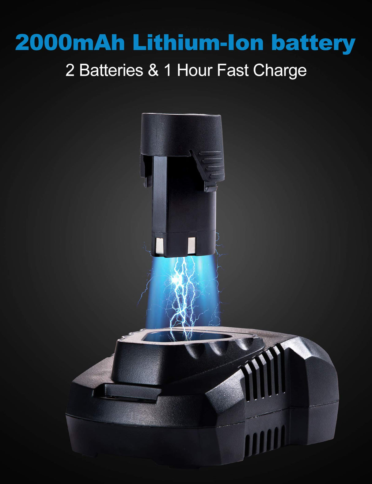 S-LONG Cordless Ratchet Wrench Set, 3/8" 400 RPM 12V Power Electric Ratchet Driver with 12 Sockets, Two 2000mAh Lithium-Ion Batteries and 60-Min Fast Charge S-LONG