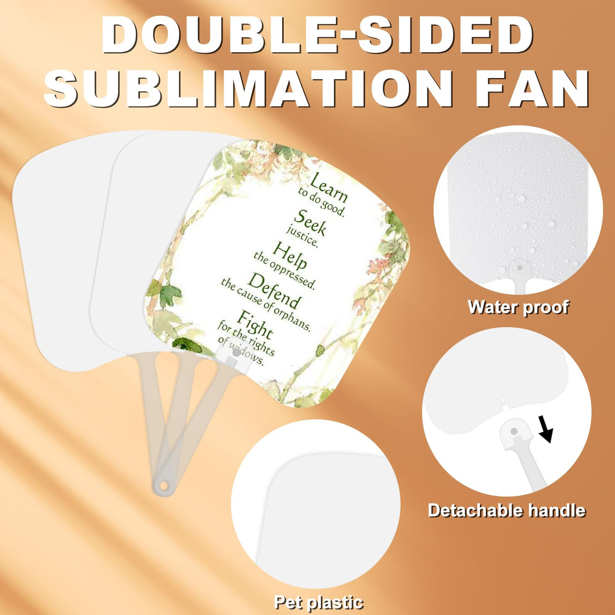 Cevhzoe 12 Pieces Church Fans Handheld Set, Double-sided Sublimation Fans Blank ,PET Plastic Blank Handheld Fan for Church Parties and Crafting (12pcs) Cevhzoe