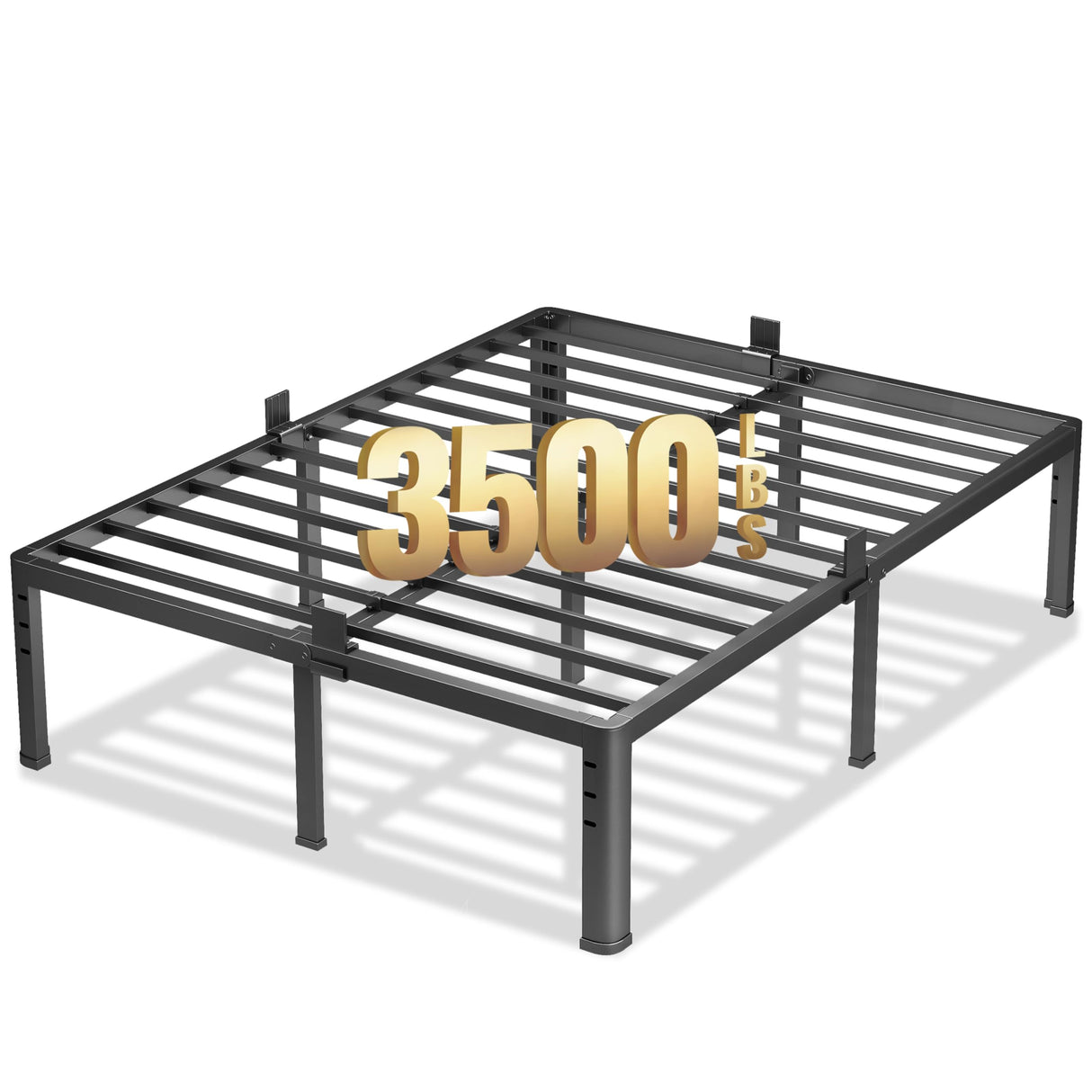 NKZ 18 Inch Metal Platform Bed Frame, King Size Bed Frame with Round Corner Legs, 3,500 lbs Heavy Duty Steel Slats Support, No Box Spring Needed, Easy Assembly, Noise Free NKZ