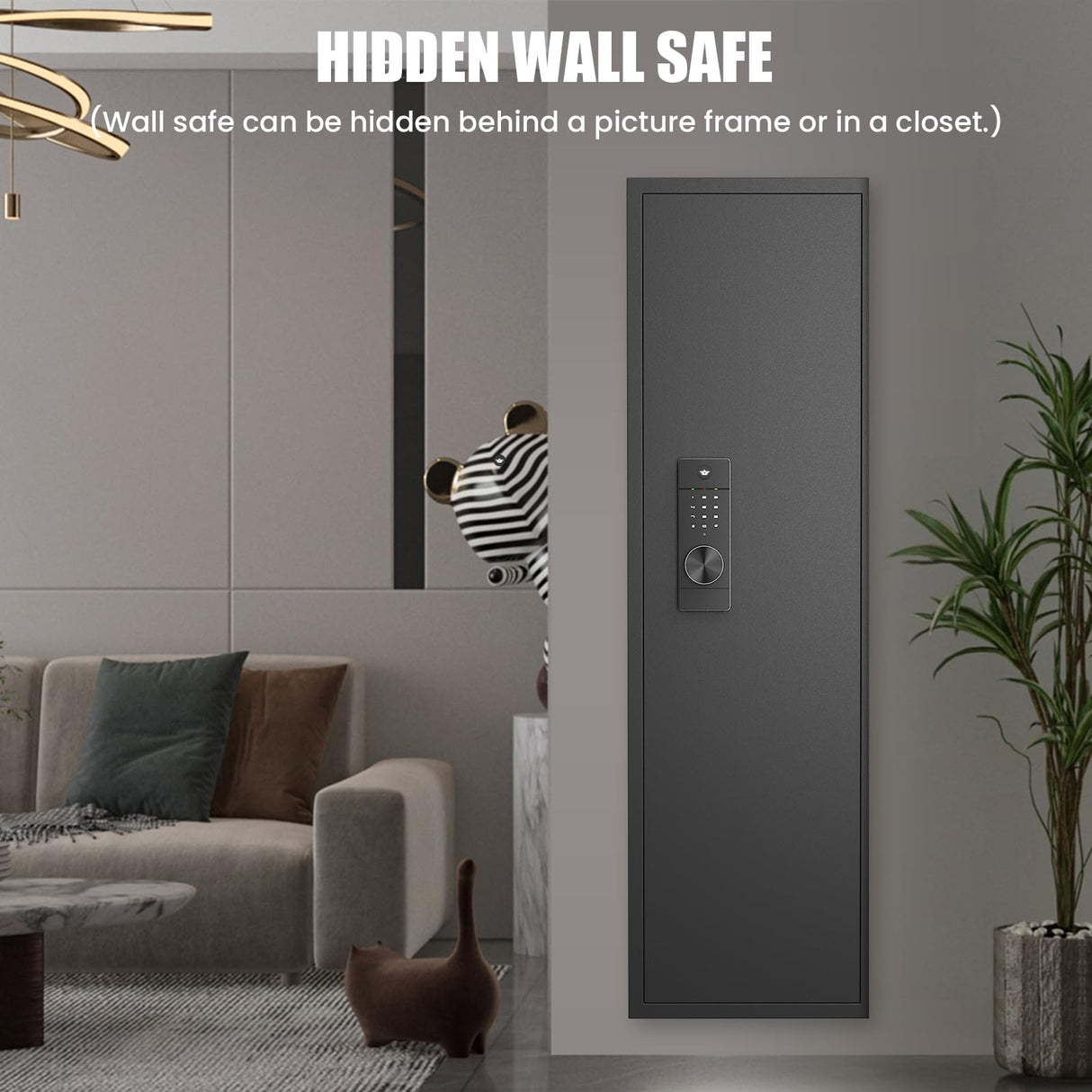 53.15" Wall Safe Between the Studs, In Wall Gun Safe, Digital Hidden Gun Cabinet with Gun Rack & Adjustable Shelves, Gun Safes & Cabinets with Dual Alarm System & Mute Mode(Black-Digital) Luzfuego