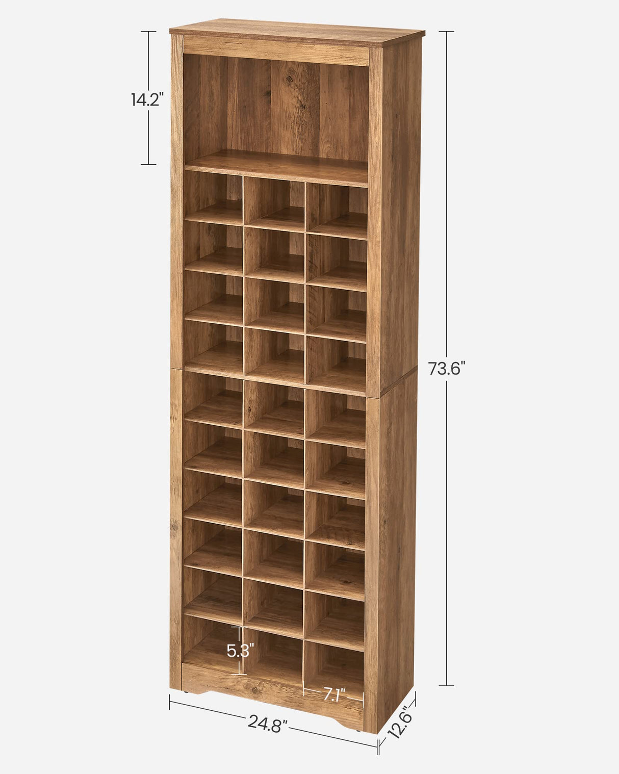VASAGLE Shoe Storage Cabinet, 10 Tier Shoe Rack Organizer, Holds Up to 30 Pairs of Shoes, for Entryway Bedroom, 12.6 x 24.8 x 73.6 Inches, Rustic Walnut ULBS273T41 VASAGLE