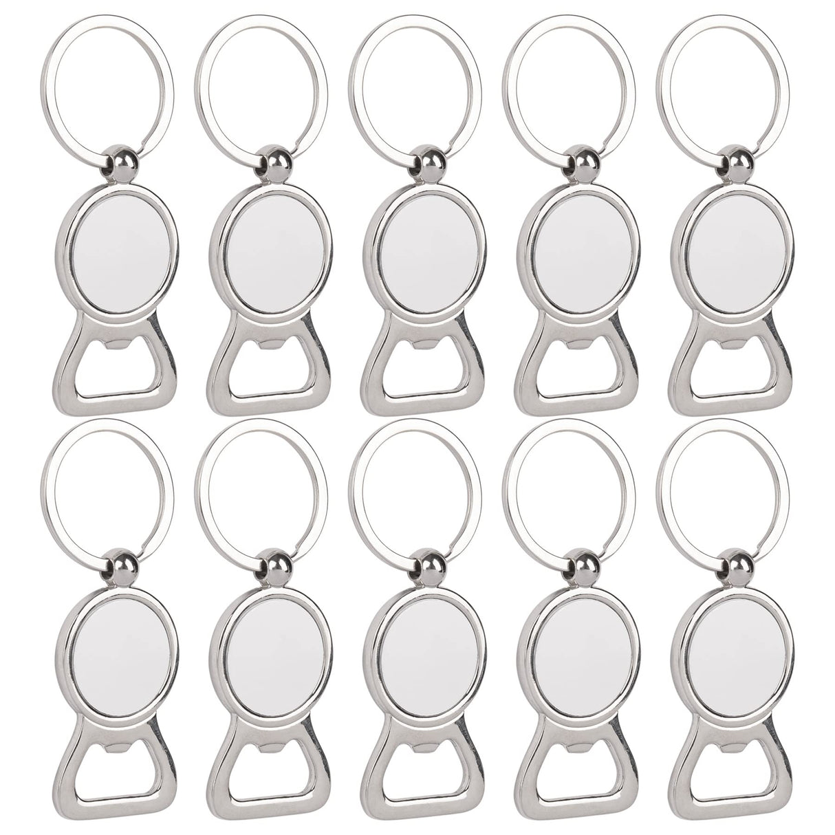 Framendino, 10 Pack Sublimation Blanks Keychains Bottle Opener Blank Key Rings Aluminum Heat Transfer Rectangle Sublimation Keychains Framendino