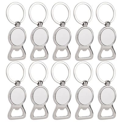 Framendino, 10 Pack Sublimation Blanks Keychains Bottle Opener Blank Key Rings Aluminum Heat Transfer Rectangle Sublimation Keychains