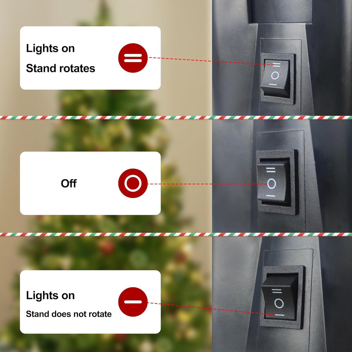 MIMIRGB 6Ft Rotating Artificial Christmas Tree, 360° Spinning Christmas Tree Stand with Remote Control and Timer W/300 Warm LED Lights MIMIRGB