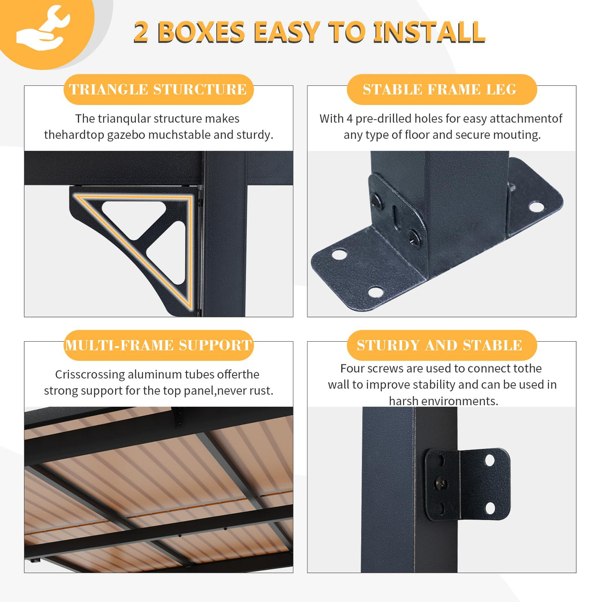 Jolydale 10' x 14' Gazebo for Patio, Gazebo Pergola with Sloped Roof, Large Wall-Mounted Heavy Duty Awnings, for Backyard, Patio, Deck and More Jolydale