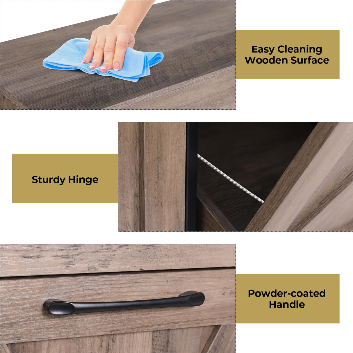 Arlopu Double Tilt Out Trash Cabinet, 20 Gallon Pet Proof Kitchen Pull Out Recycle Cabinet, Freestanding Wooden Laundry Sorter Cabinet, W/Drawer, Barn Door, for Home, Living Room, (Greige) Arlopu