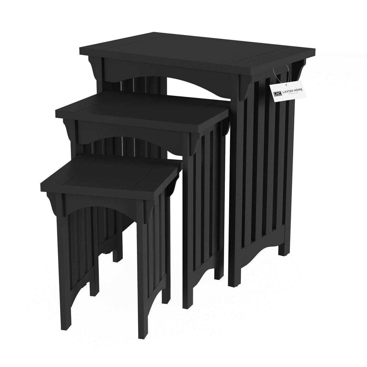 Nesting Tables-Set of 3, Traditional with Mission Style Legs for Living Room Coffee Tables or Nightstands-Home Accent Furniture by Lavish Home (Black) Lavish Home