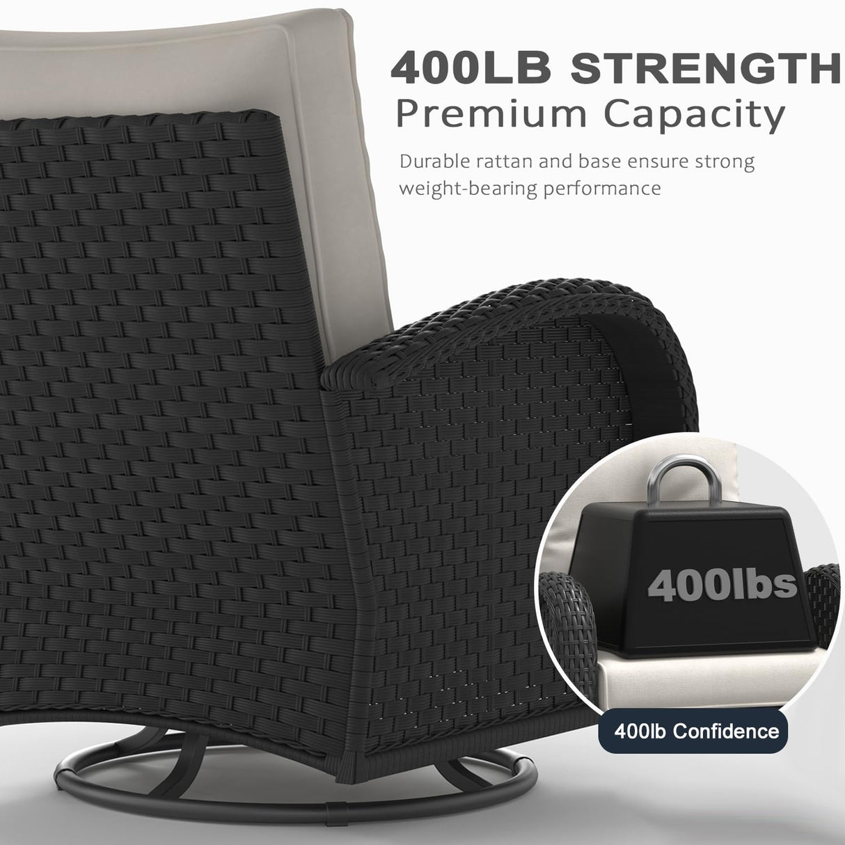 LayinSun 9 Pieces Outdoor Patio Furniture Set, Rattan Wicker Sectional Swivel Rocker Chairs Sets LayinSun