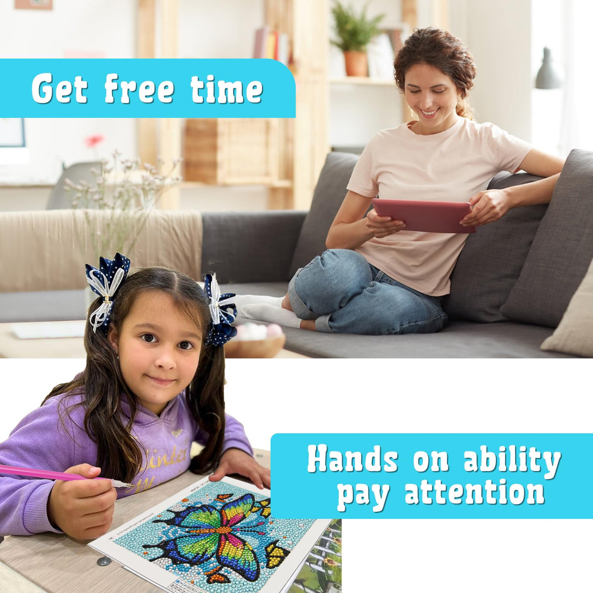 Libfx Diamond Art Kits for Kids 4 PCS Diamond Art for Girls Boys Beginners Arts and Crafts for Kids Ages 8-12 (Cat Butterfly Unicorn Deer) Libfx