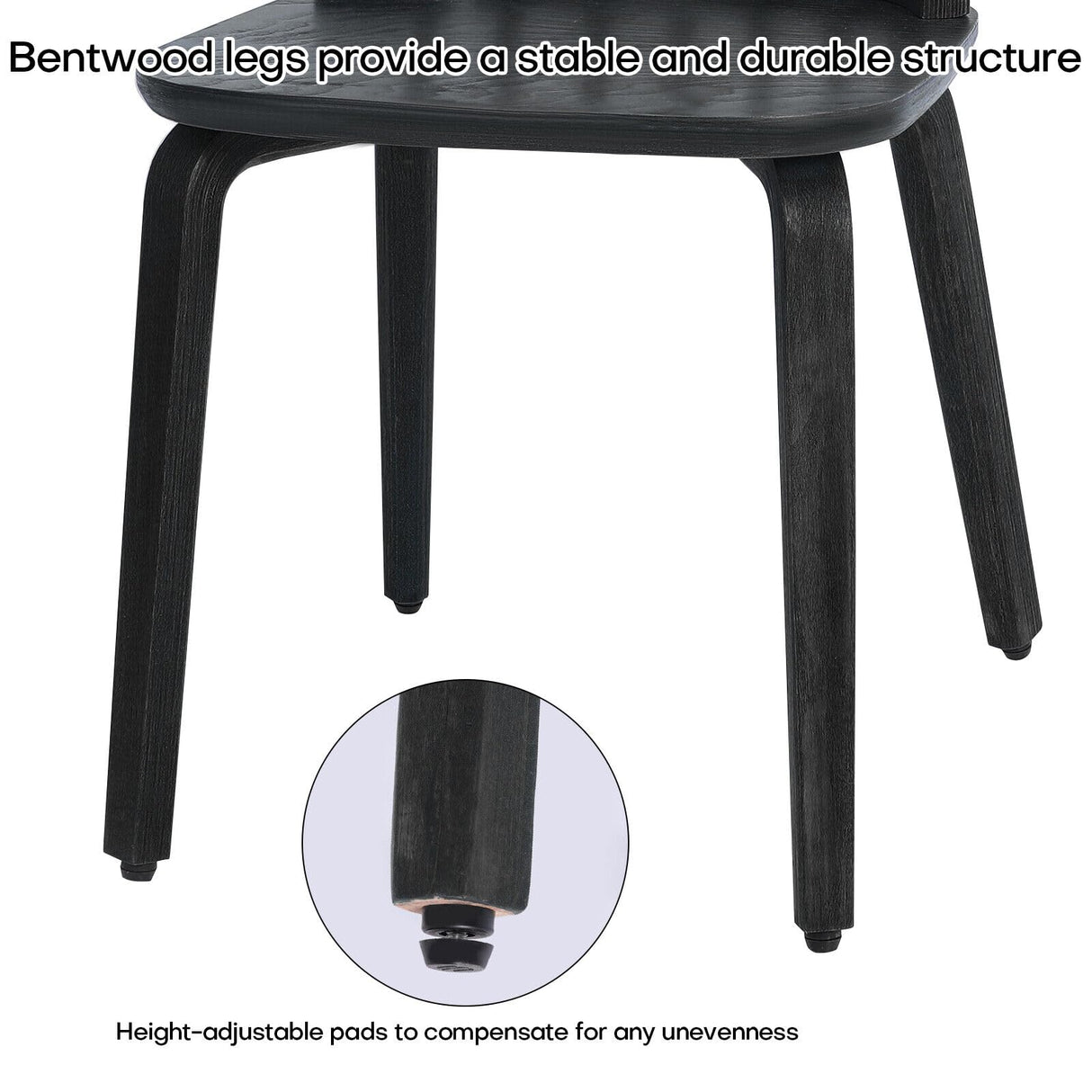 Bekrvio Black Dining Chairs Set of 4 Windsor Chairs with Bentwood Legs, Farmhouse Spindle Back Dining Chair, Vintage Mid-century Country Style, Solid Wood Armless Kitchen Side Chairs for Living Room Bekrvio