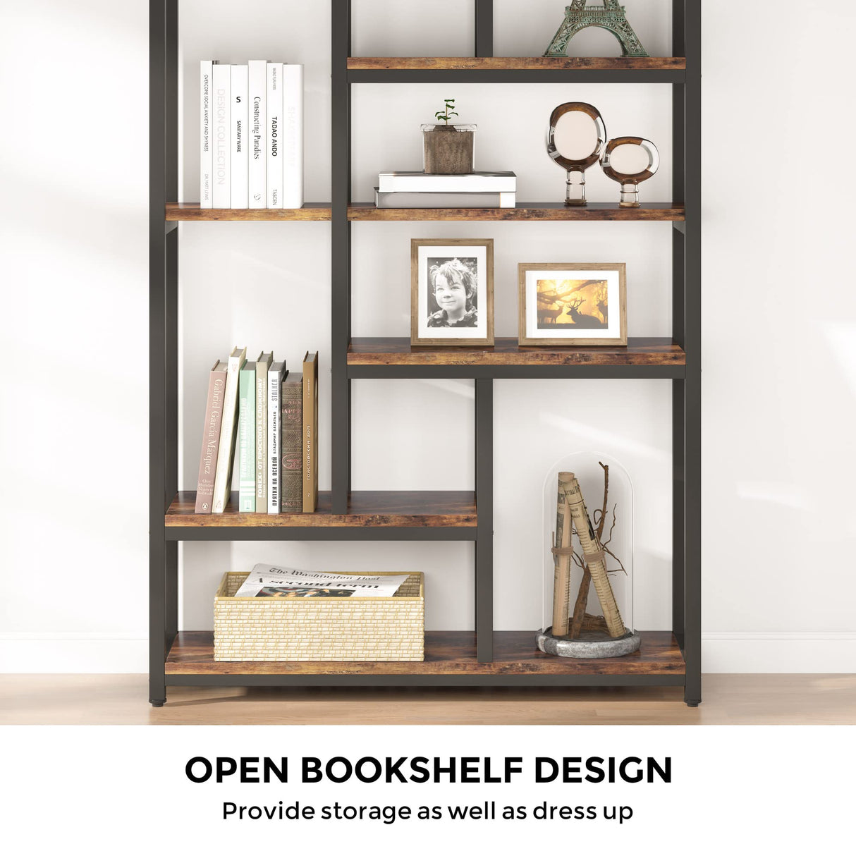 Tribesigns 79 Inch Industrial Vintage 10-Shelf Etagere Bookshelf for Home Office Storage Tribesigns