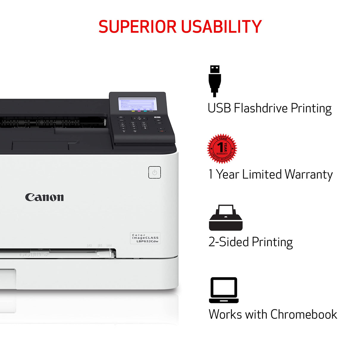 Canon Color imageCLASS LBP632Cdw Wireless Mobile Ready Laser Printer, 22ppm,White Canon