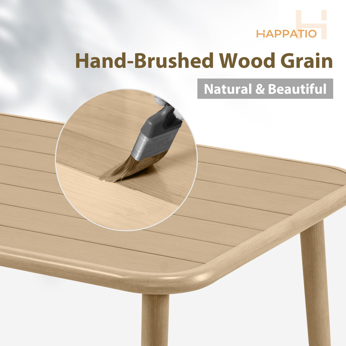 HAPPATIO Outdoor Dining Sets for 8, 9-Piece Patio Table and Chairs Set, Rope Woven Chairs with Cushions, Wood-Grain Aluminum Frame Patio Dining Set for Outside, Lawn, Garden, Backyard HAPPATIO