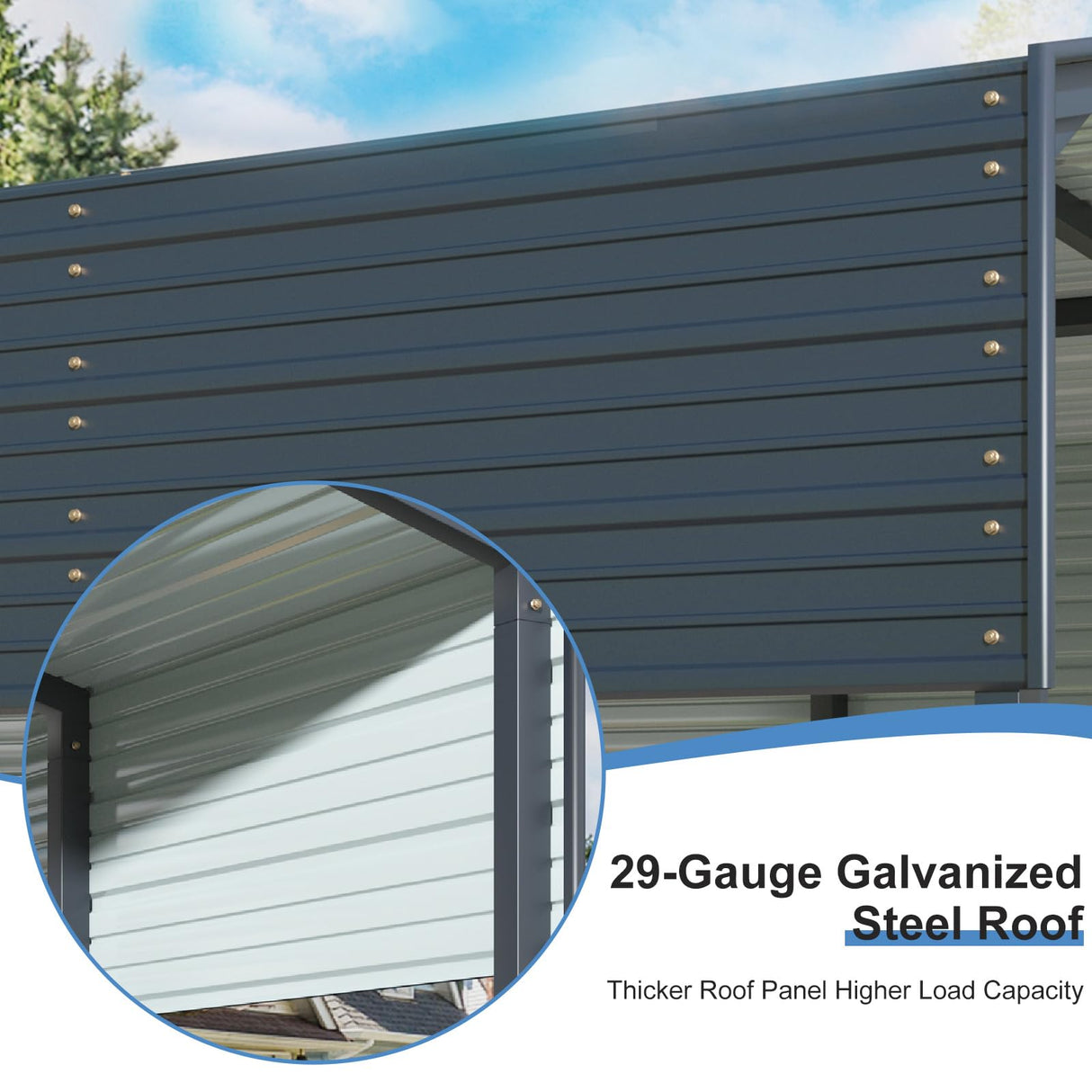 SENYUN Heavy Duty Metal Carport, 10X15 FT Waterproof Carport Canopy with Galvanized Steel Frame and Roof Sunshade Garage Car Shelter for Trucks, Boats, Tractors SENYUN