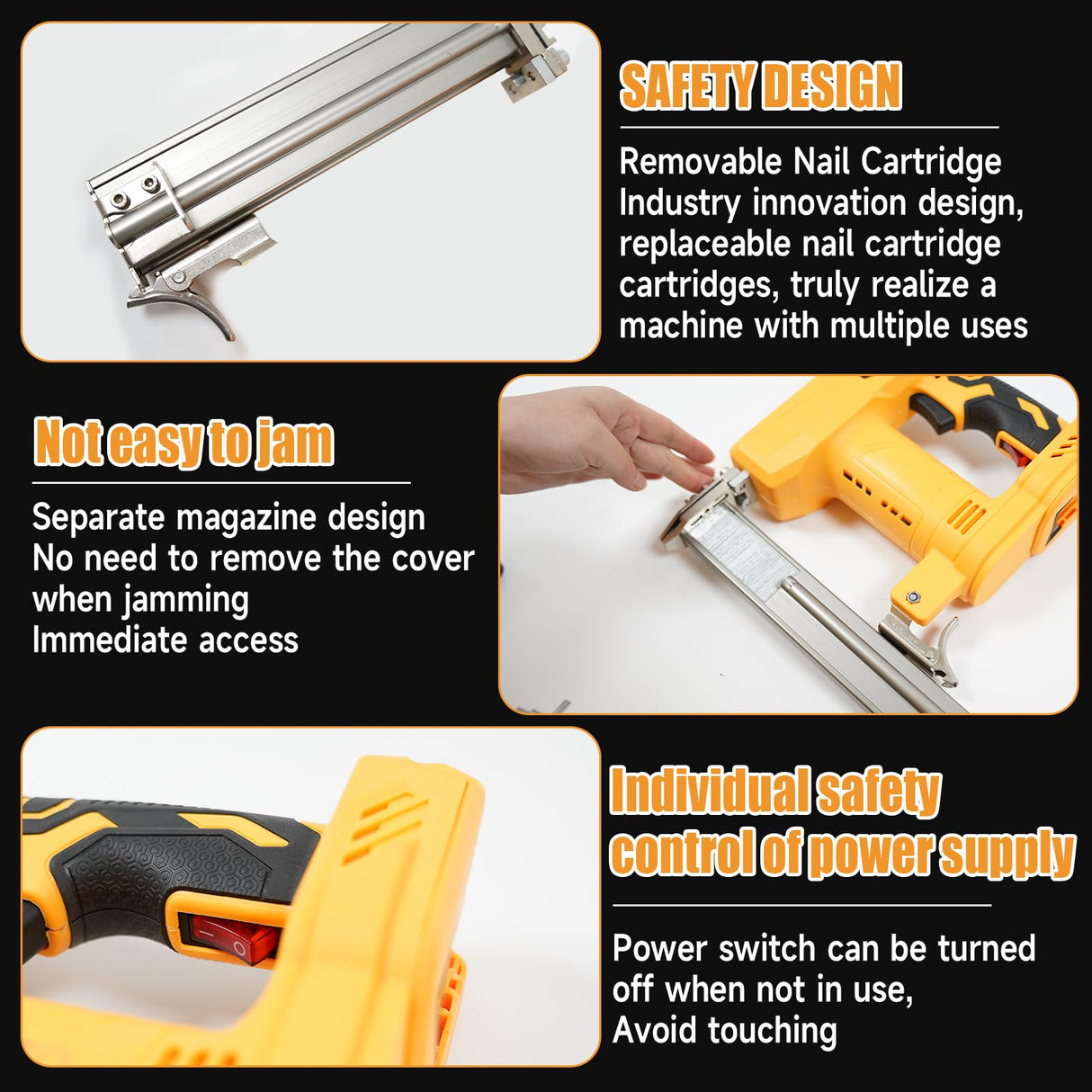 18GA Cordless Brad Nailer for Dewalt 20V MAX Battery, 2-in-1 Electric Nail Gun/Staple Gun, with 1000pcs Nails and 500pcs Staples, for Upholstery Woodworking, Tool Only (Yellow) Yuqutum